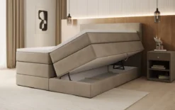 Boxspringbett Lavero mit Stauraum in Samt