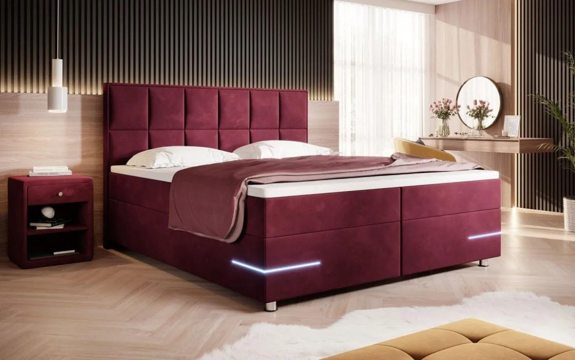 Boxspringbett Lea mit LED (Samt)