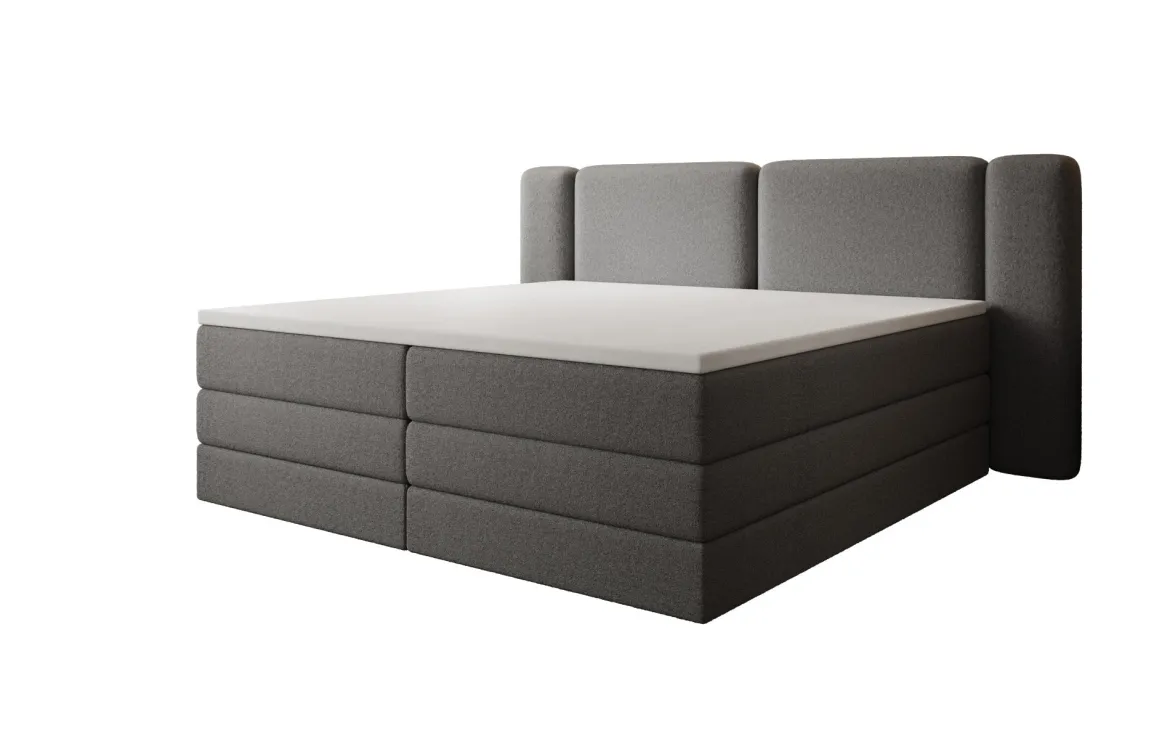 Boxspringbett Leni mit hochklappbarem Stauraum in Teddy Bouclé