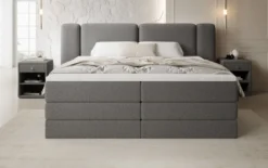 Boxspringbett Leni mit hochklappbarem Stauraum in Teddy Bouclé