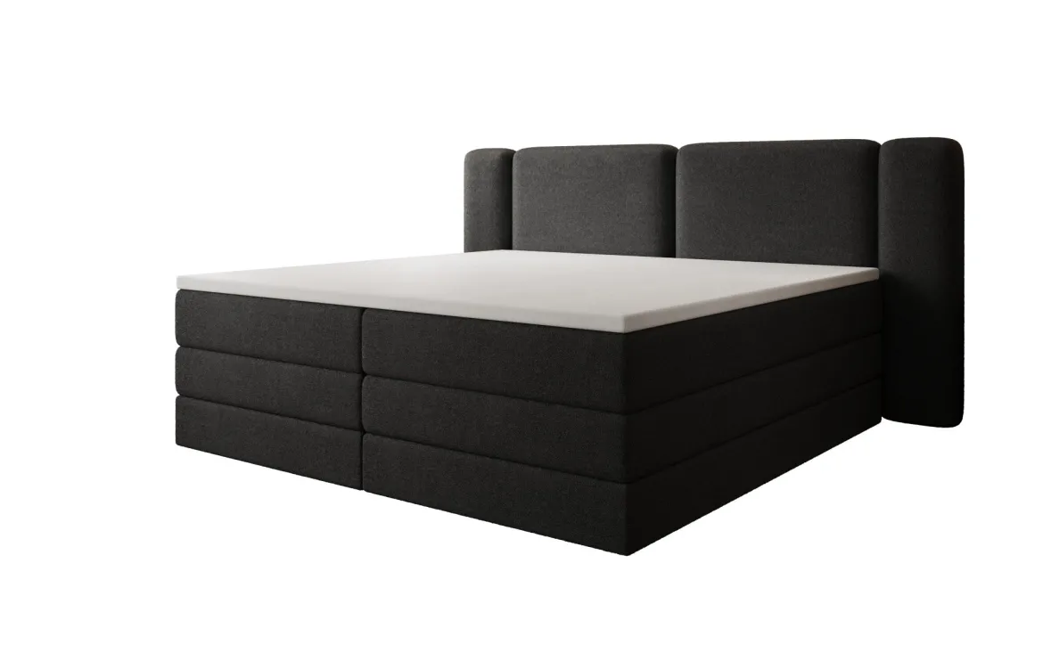 Boxspringbett Leni mit hochklappbarem Stauraum in Teddy Bouclé