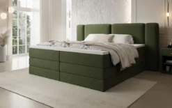 Boxspringbett Leni mit hochklappbarem Stauraum in Teddy Bouclé