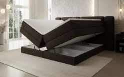 Boxspringbett Leni mit hochklappbarem Stauraum in Teddy Bouclé