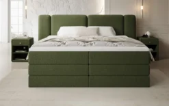 Boxspringbett Leni mit hochklappbarem Stauraum in Teddy Bouclé