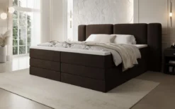 Boxspringbett Leni mit hochklappbarem Stauraum in Teddy Bouclé