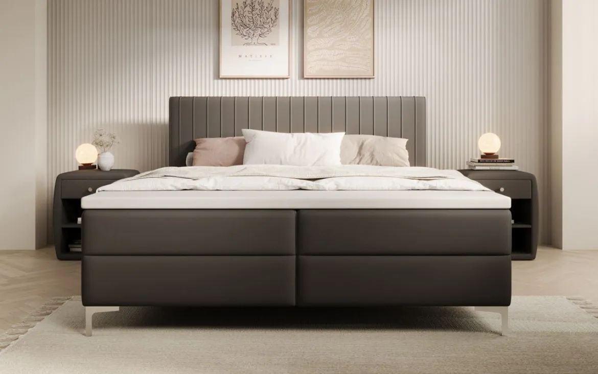 Boxspringbett Leona Kunstleder mit Stauraum