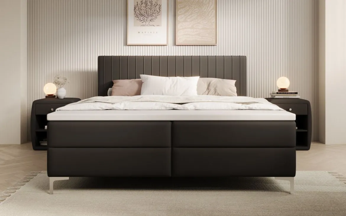 Boxspringbett Leona Kunstleder mit Stauraum
