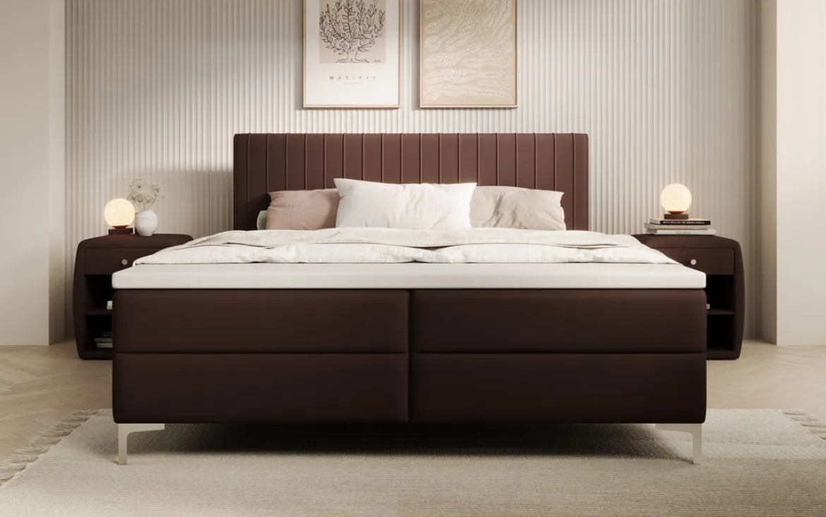 Boxspringbett Leona Kunstleder mit Stauraum