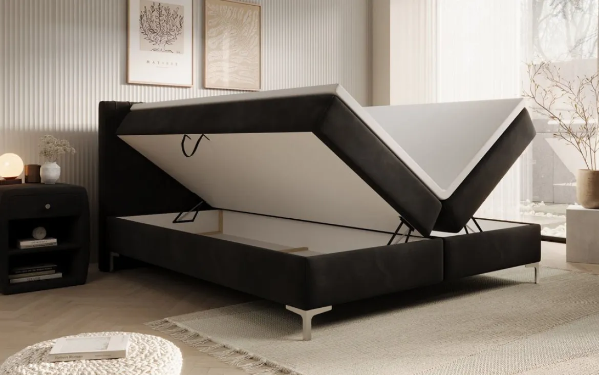 Boxspringbett Leona Samt mit Stauraum