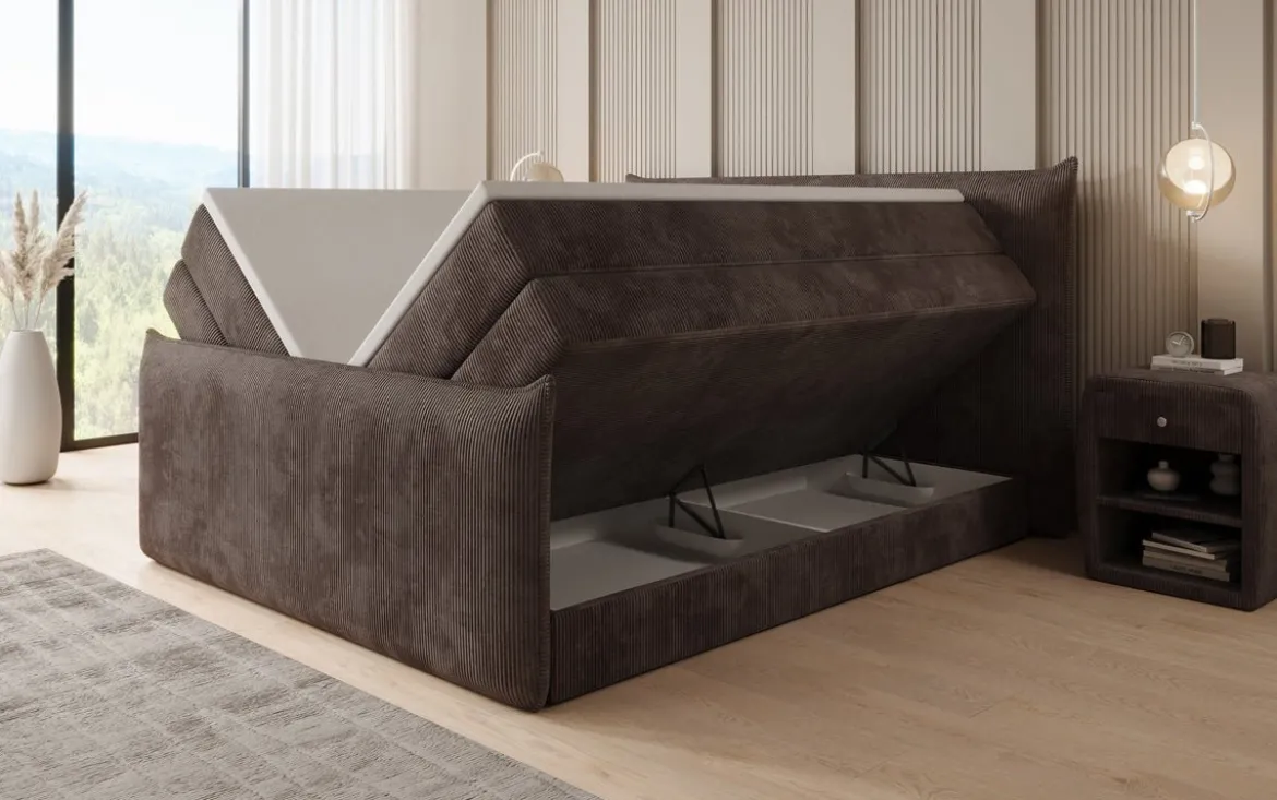 Boxspringbett Liana II mit hochklappbarem Stauraum in Cord