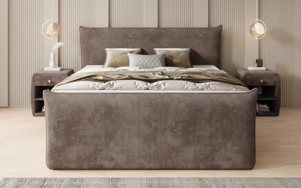 Boxspringbett Liana II mit hochklappbarem Stauraum in Cord