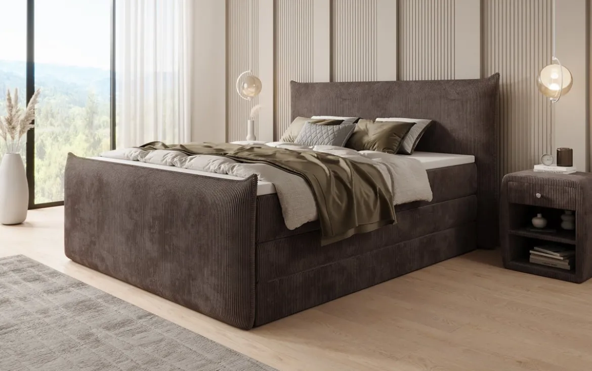 Boxspringbett Liana II mit hochklappbarem Stauraum in Cord
