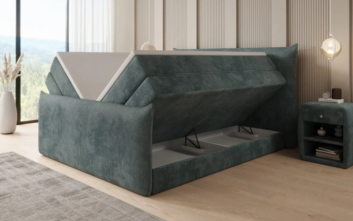Boxspringbett Liana II mit hochklappbarem Stauraum in Cord