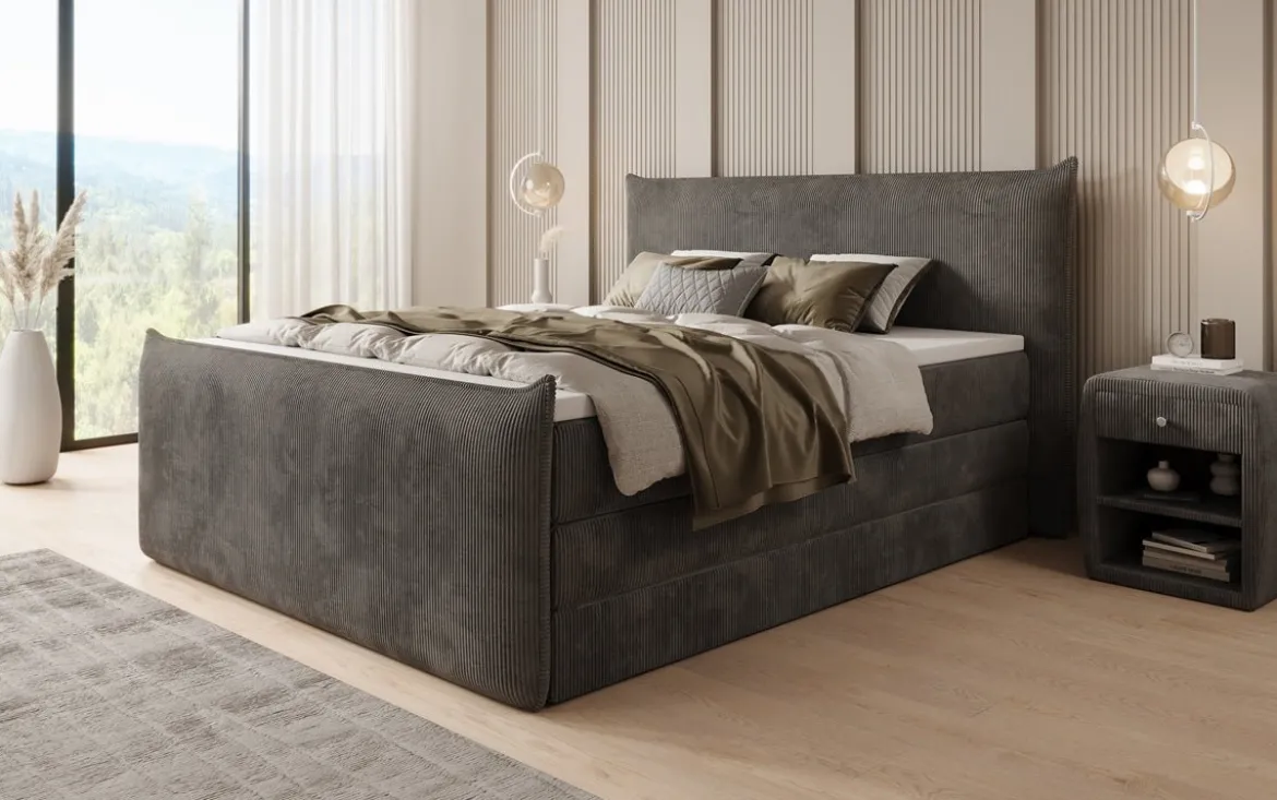 Boxspringbett Liana II mit hochklappbarem Stauraum in Cord