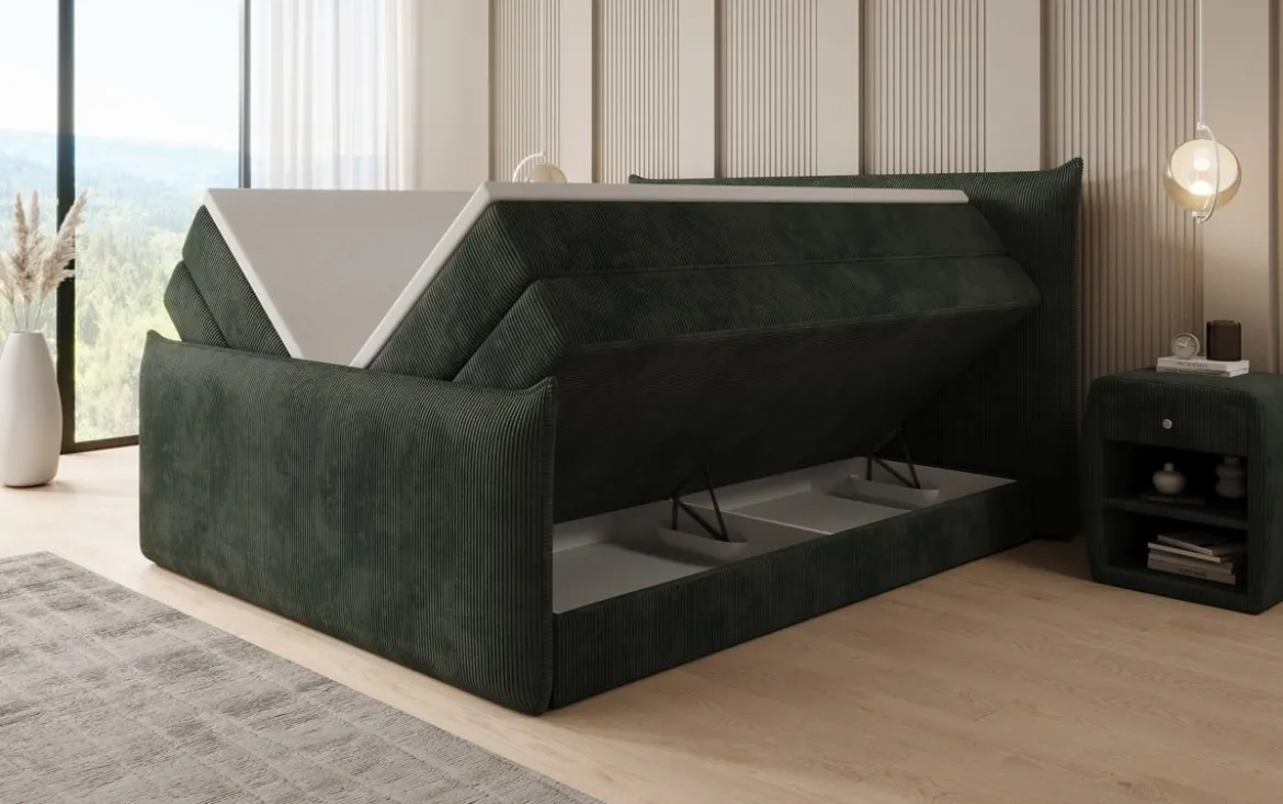 Boxspringbett Liana II mit hochklappbarem Stauraum in Cord
