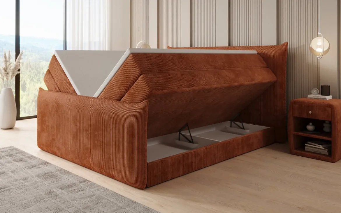 Boxspringbett Liana II mit hochklappbarem Stauraum in Cord