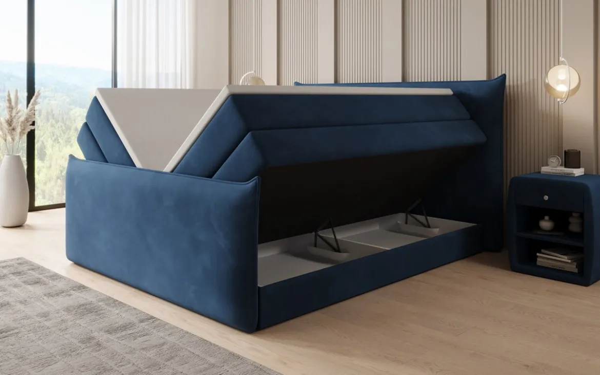 Boxspringbett Liana II mit hochklappbarem Stauraum in Samt