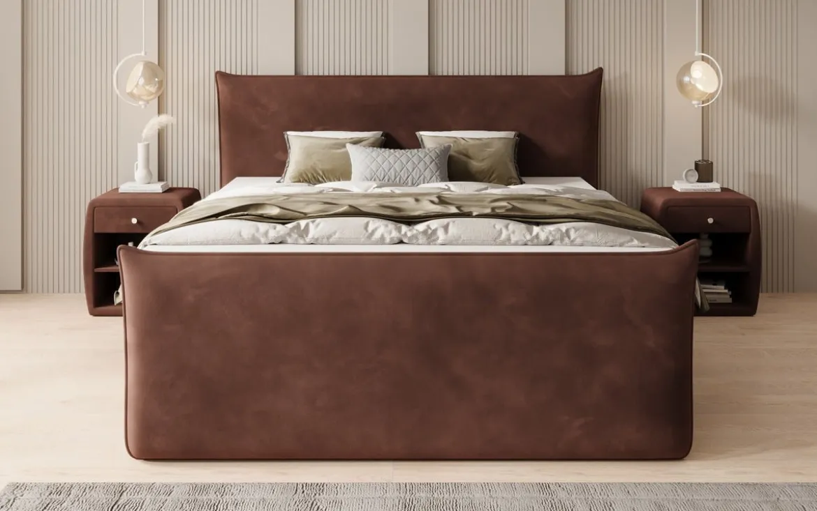 Boxspringbett Liana II mit hochklappbarem Stauraum in Samt