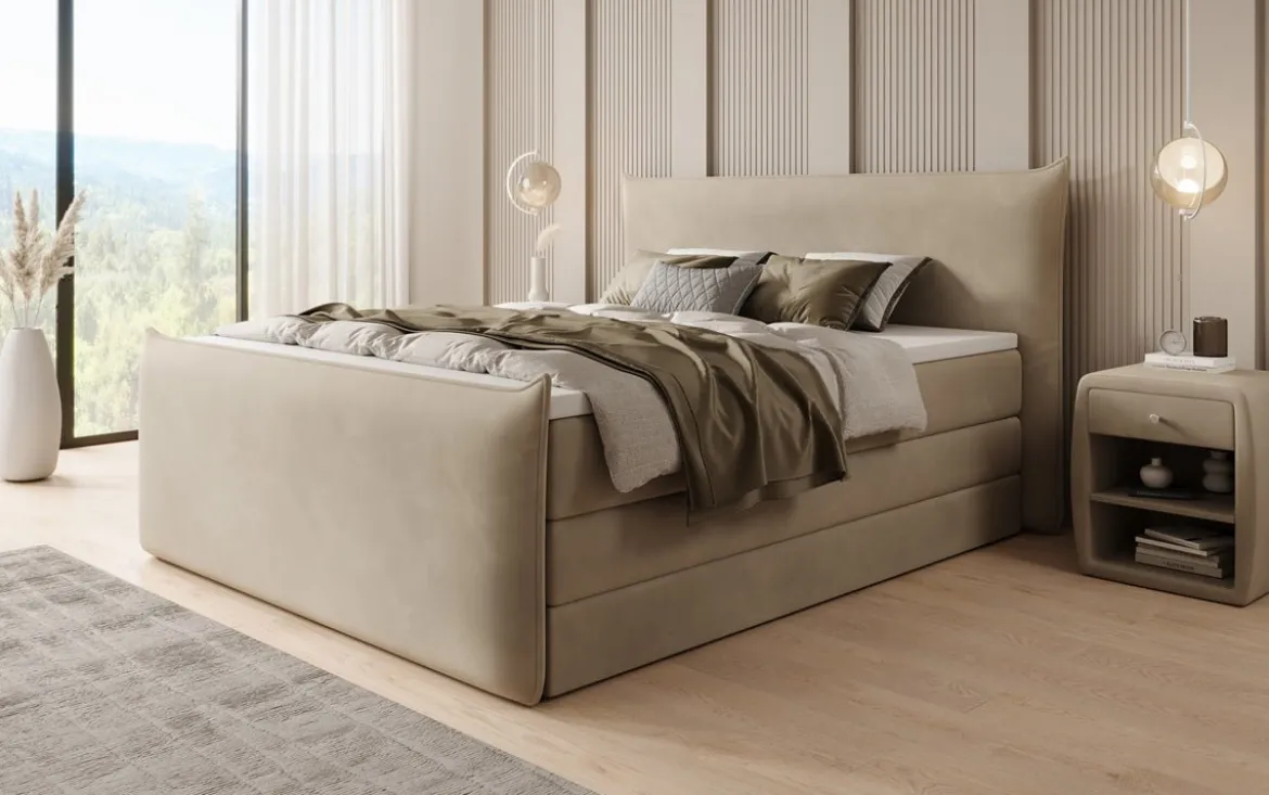 Boxspringbett Liana II mit hochklappbarem Stauraum in Samt
