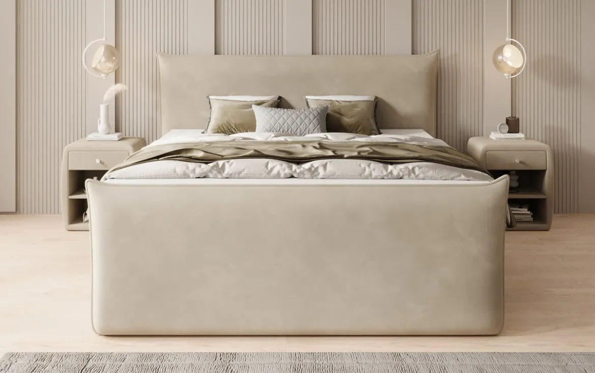 Boxspringbett Liana II mit hochklappbarem Stauraum in Samt