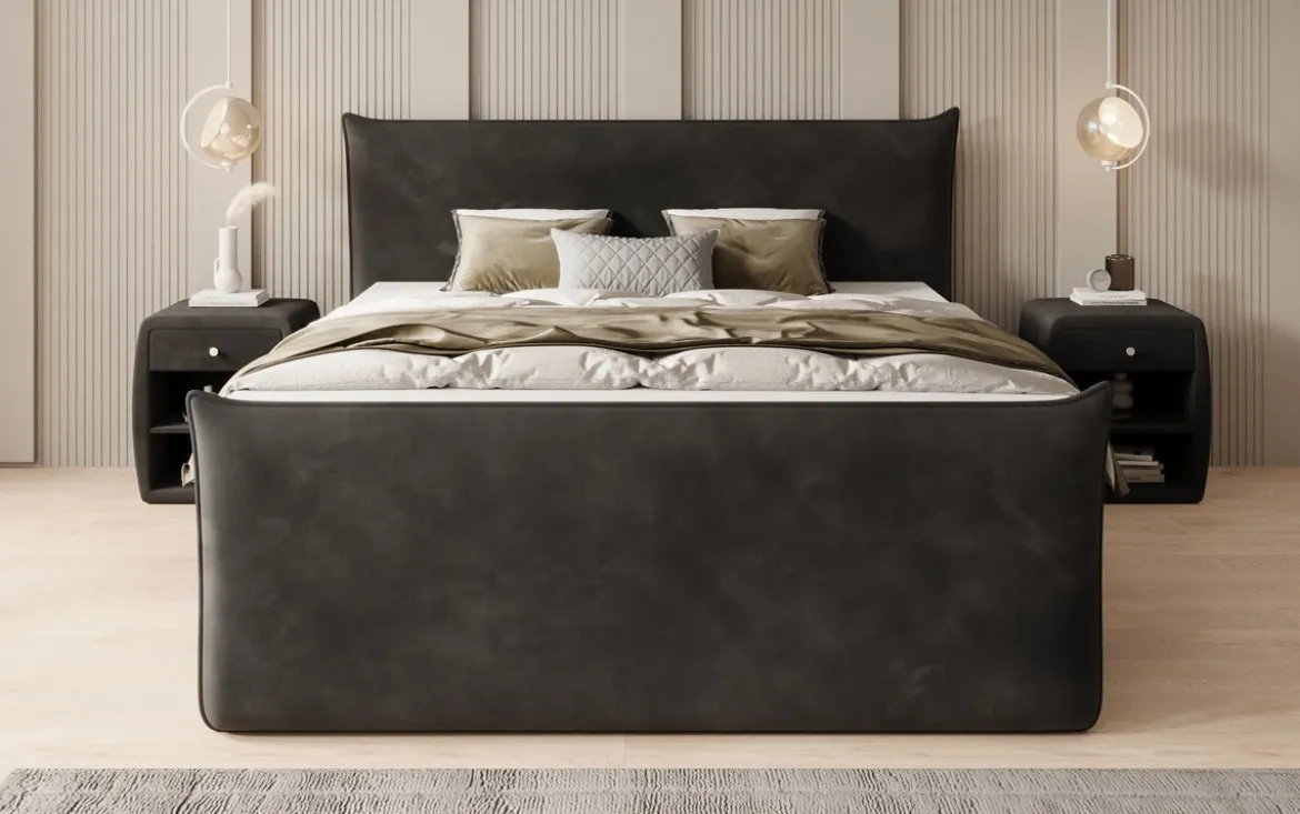Boxspringbett Liana II mit hochklappbarem Stauraum in Samt