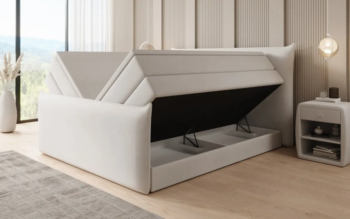 Boxspringbett Liana II mit hochklappbarem Stauraum in Samt