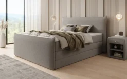 Boxspringbett Liana II mit hochklappbarem Stauraum in Teddy Bouclé