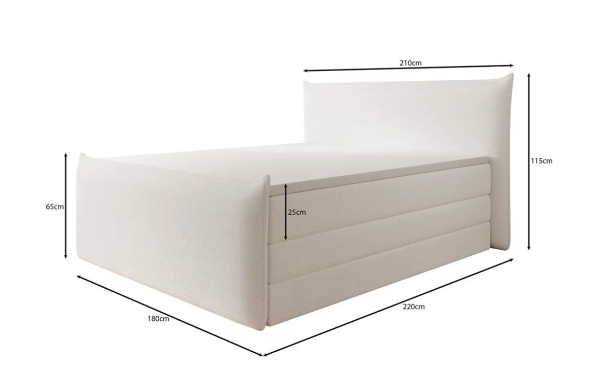 Boxspringbett Liana II mit hochklappbarem Stauraum in Teddy Bouclé