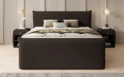 Boxspringbett Liana II mit hochklappbarem Stauraum in Teddy Bouclé