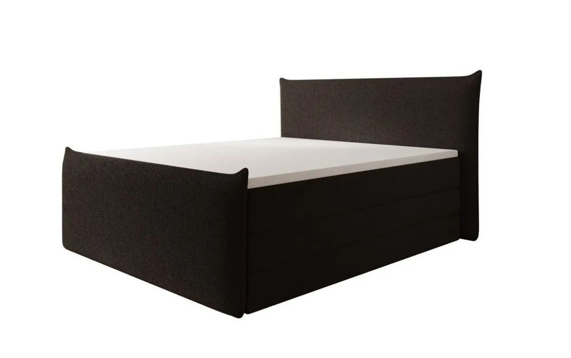 Boxspringbett Liana II mit hochklappbarem Stauraum in Teddy Bouclé