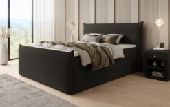 Boxspringbett Liana II mit hochklappbarem Stauraum in Teddy Bouclé