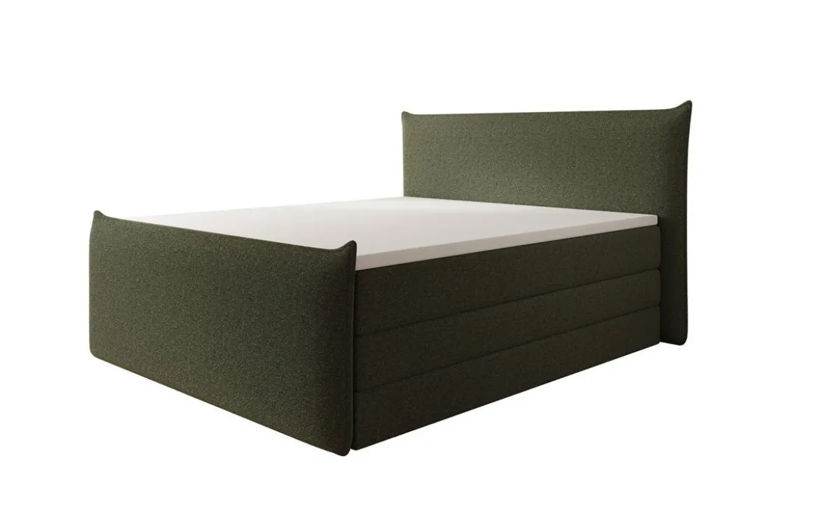 Boxspringbett Liana II mit hochklappbarem Stauraum in Teddy Bouclé