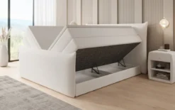 Boxspringbett Liana II mit hochklappbarem Stauraum in Teddy Bouclé