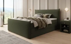 Boxspringbett Liana II mit hochklappbarem Stauraum in Teddy Bouclé