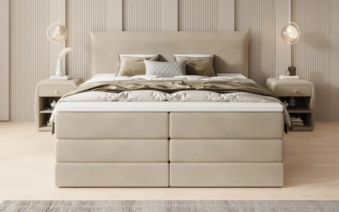 Boxspringbett Liana mit hochklappbarem Stauraum in Samt