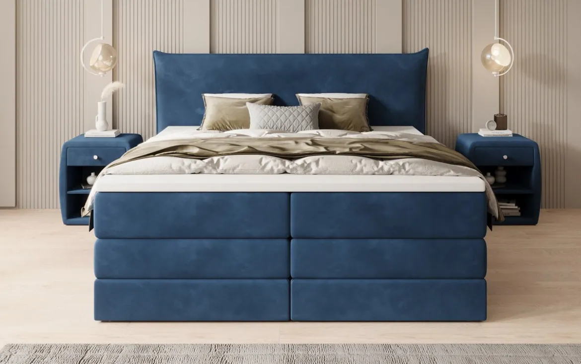Boxspringbett Liana mit hochklappbarem Stauraum in Samt
