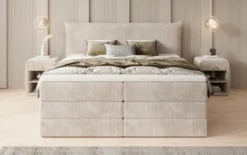 Boxspringbett Liana mit hochklappbarem Stauraum in Cord