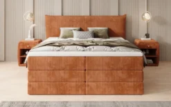 Boxspringbett Liana mit hochklappbarem Stauraum in Cord