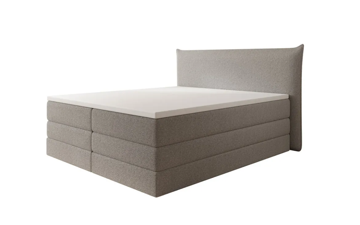 Boxspringbett Liana mit hochklappbarem Stauraum in Teddy Bouclé