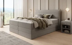 Boxspringbett Liana mit hochklappbarem Stauraum in Teddy Bouclé