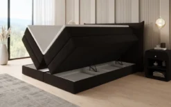 Boxspringbett Liana mit hochklappbarem Stauraum in Teddy Bouclé