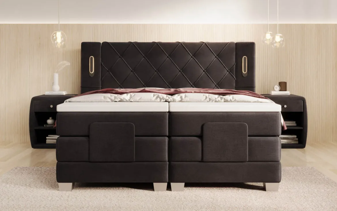 Boxspringbett Livano Samt elektrisch verstellbar mit LED