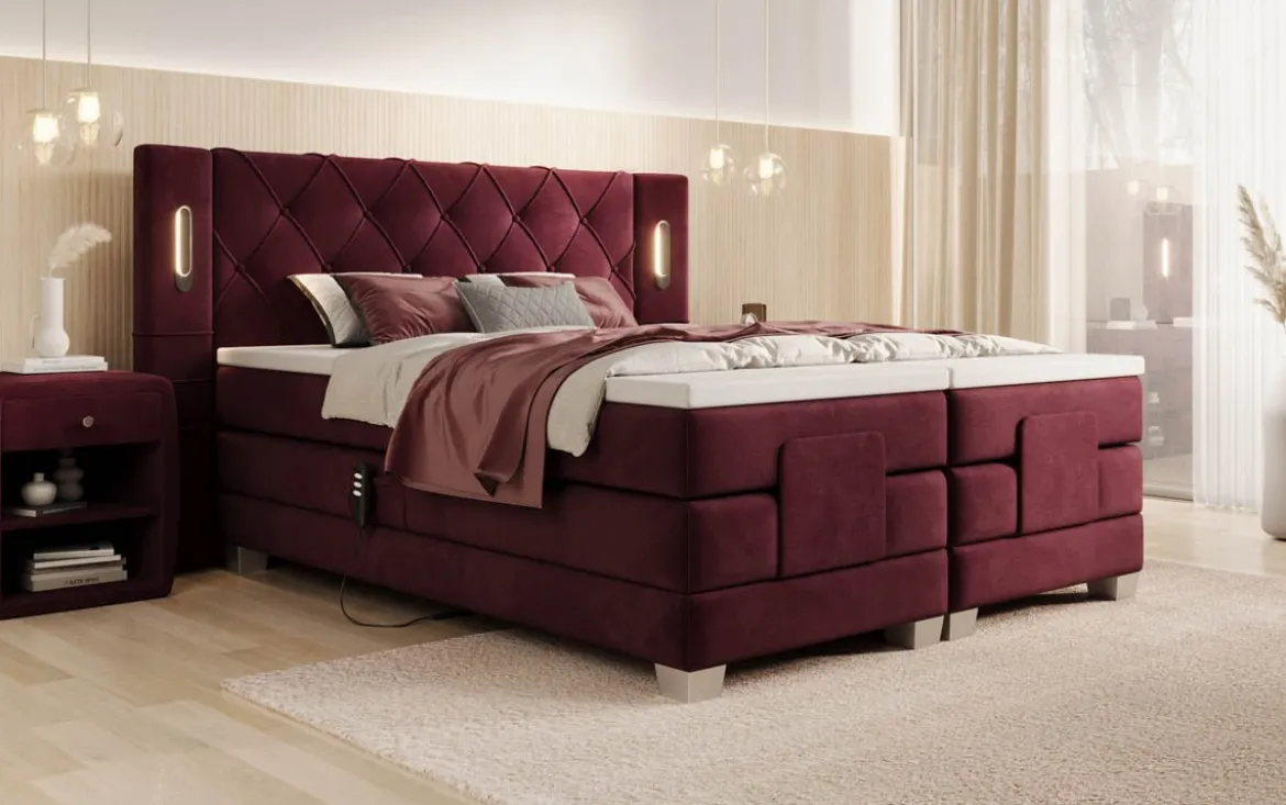 Boxspringbett Livano Samt elektrisch verstellbar mit LED