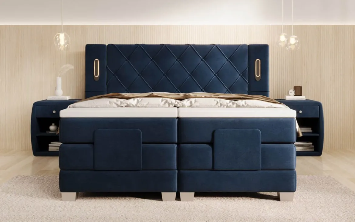Boxspringbett Livano Samt elektrisch verstellbar mit LED