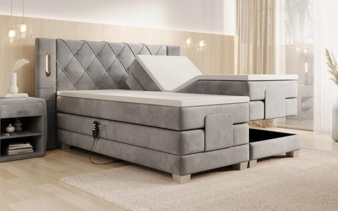 Boxspringbett Livano Samt elektrisch verstellbar mit LED