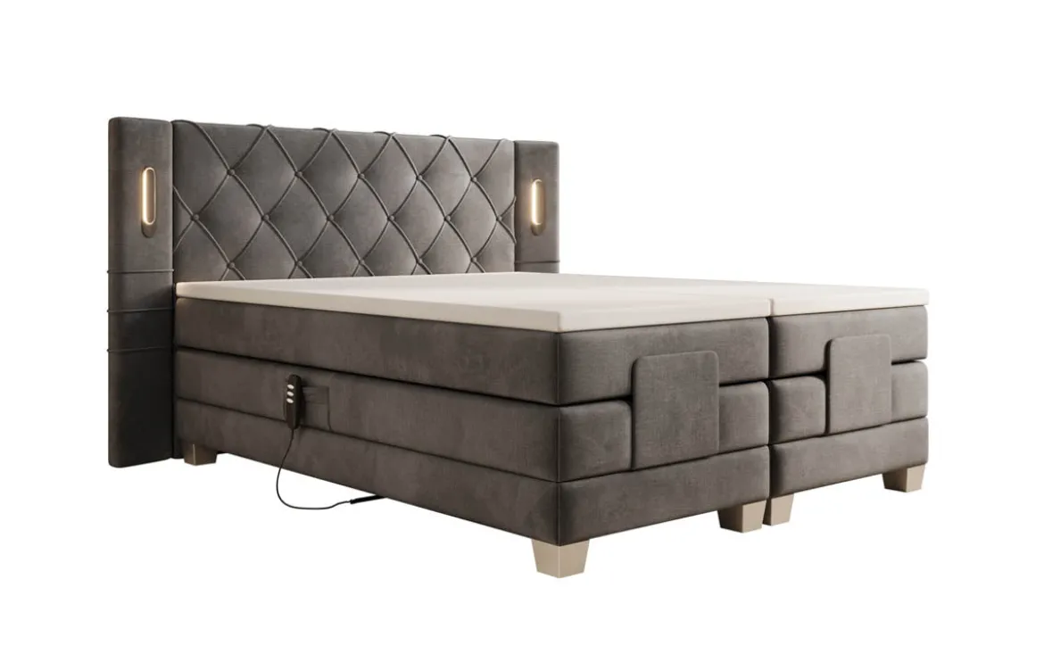 Boxspringbett Livano Samt elektrisch verstellbar mit LED