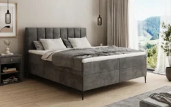 Boxspringbett Lucca in Cord mit Stauraum und Füßen