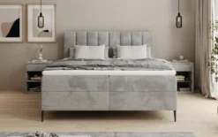 Boxspringbett Lucca in Cord mit Stauraum und Füßen