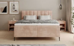 Boxspringbett Lucca in Cord mit Stauraum und Füßen