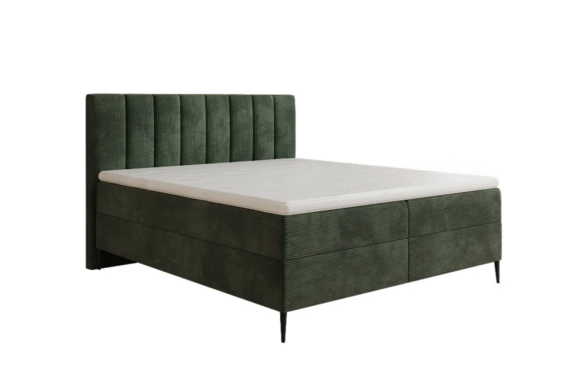 Boxspringbett Lucca in Cord mit Stauraum und Füßen